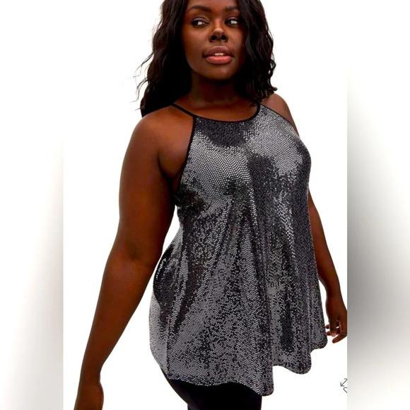 Torrid High Neck Metallic Sequin Tank 5 - Picture 1 of 9